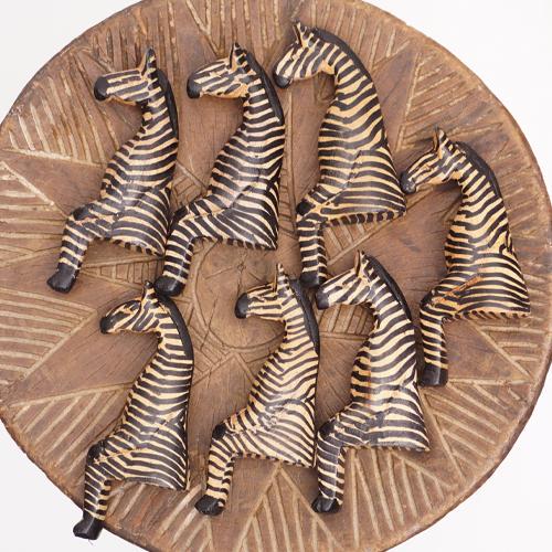 アフリカ ケニア お座り アニマル Sサイズ シマウマ 木彫り