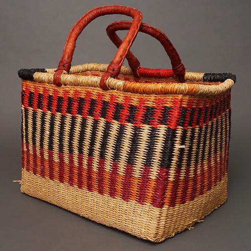 アフリカ ブルキナファソ スクエア バスケット Lサイズ No.9 かご