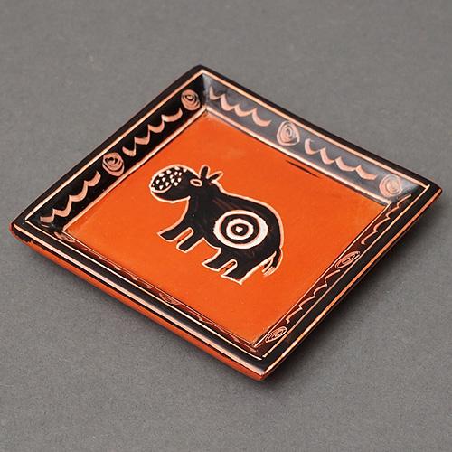 アフリカ ケニア ソープストーン 四角 飾り皿 Sサイズ No,57 民芸品