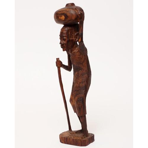 アフリカ　タンザニア　黒檀彫刻　(老人)　C　　木彫り　マコンデ