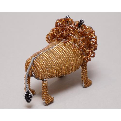 アフリカ ケニア ワイヤーアート ビーズアニマル （ライオンA） 針金