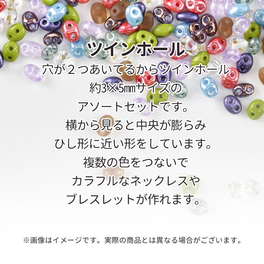 ビーズ パーツ チェコビーズ ツインホール アソートセット ガラス 