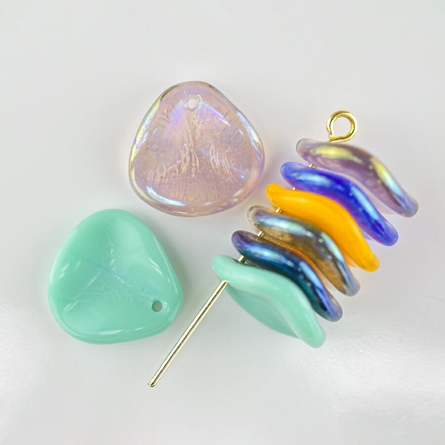 ビーズ パーツ チェコビーズ ローズペタル ガラスビーズ 4個 色をお