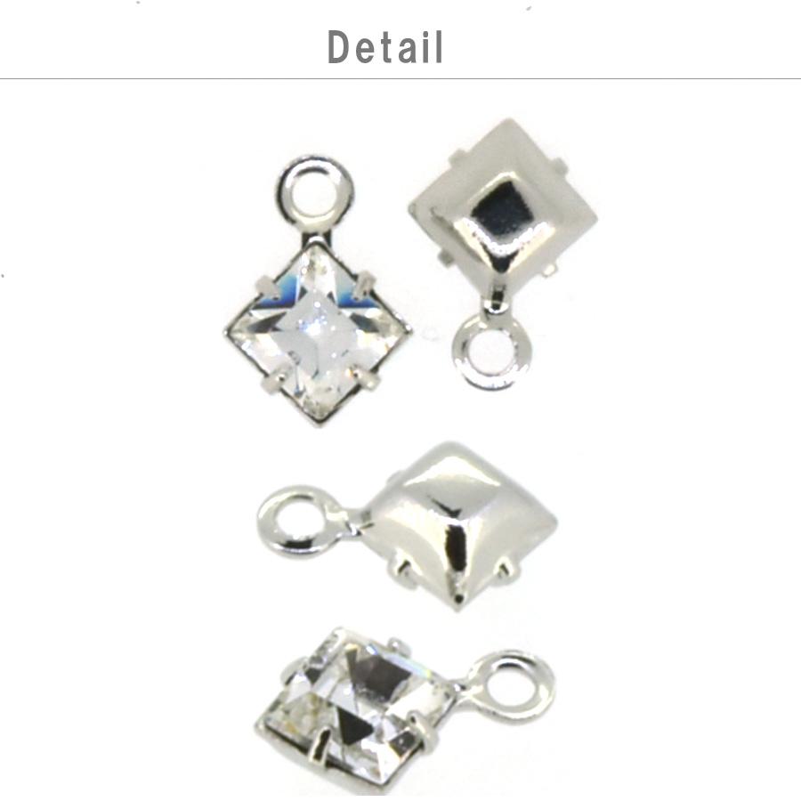 スワロフスキー 石付 石座 カン付 スクエア 全21色 2個 4×4mm -1