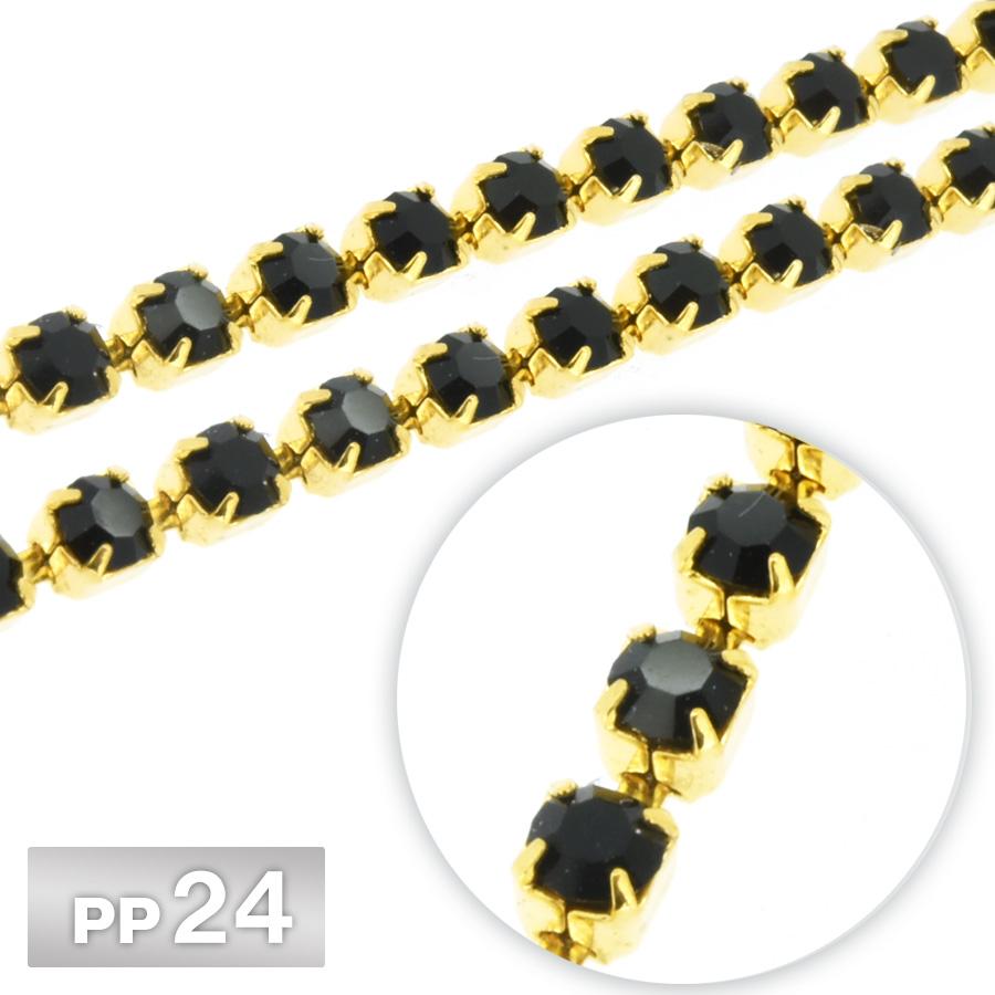 ラインストーン チェーン PP24 1m ジェット ゴールドカラー 連爪 デコ ネイル 手芸 パーツ : BEADER - 通販 ...