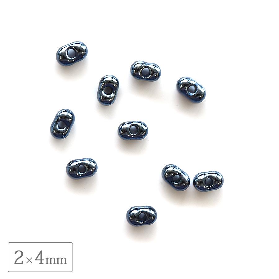 チェコビーズ ファルファーレ 2×4mm ヘマタイト 500g シードビーズ