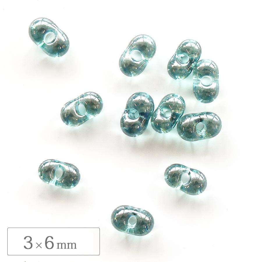 チェコビーズ ファルファーレ 3×6mm グリーンラスター シードビーズ