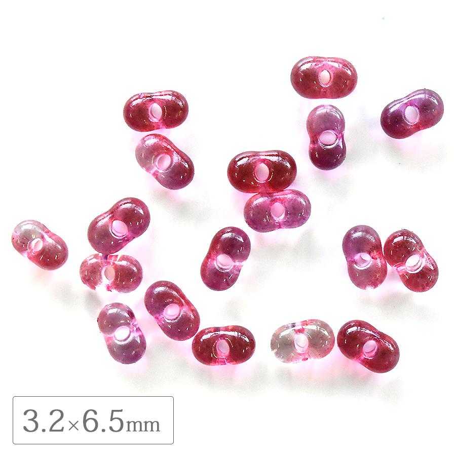 No.605 チェコビーズ マンハッタンローズのファルファーレピアス チェコビーズ ファルファーレ 3.2×6.5mm マンハッタンローズ 40g