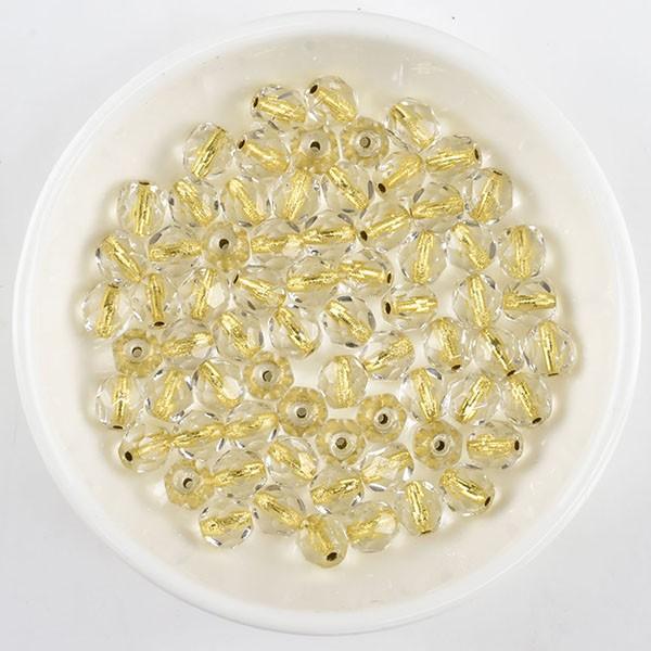 【期間限定SALE】チェコビーズ FP ラウンド 6mm ゴールドライン 1200個 ファイアポリッシュ ガラス ビーズ ハンドメイド 手芸 アクセサリー