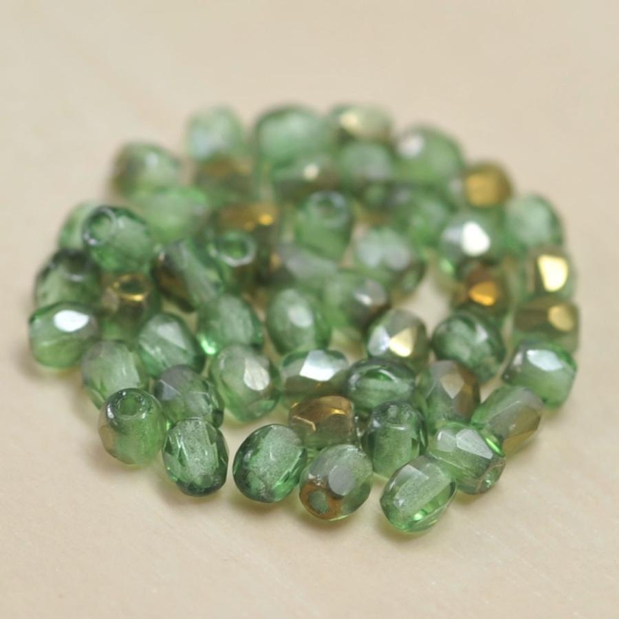 チェコビーズ FP ラウンド 3mm ペリドットバレンチニット 50個 