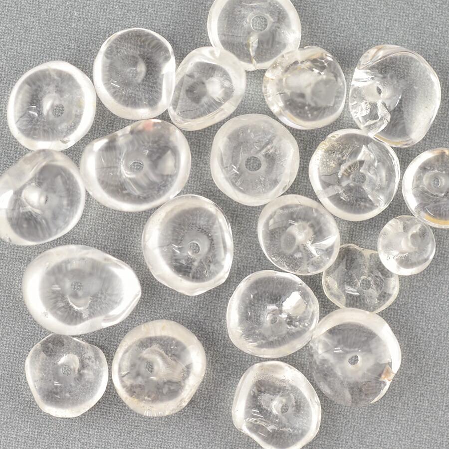 半貴石 天然石 水晶 円盤 15〜20個 透明系 クリア 約3〜5mm ビーズ