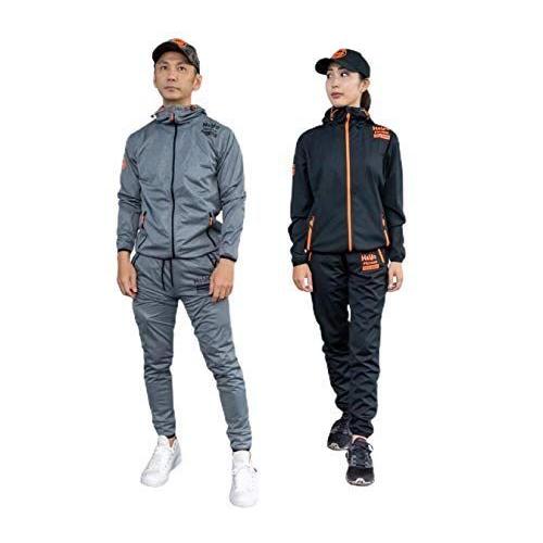 Hamp Yo サウナスーツ メンズ レディース 男女兼用 ジャージ素材のダイエットスーツ 発汗サポート 高い保温性と伸縮性 検査済 ブラック 激安アウトレット