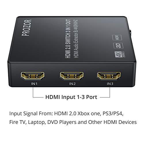 PROZOR HDMI切替器 音声分離 4K @ 60Hz HDMI2.0対応 3入力1出力 HDMIケープル usbケーブル リモコン付き｜bokukakuyasukun｜04