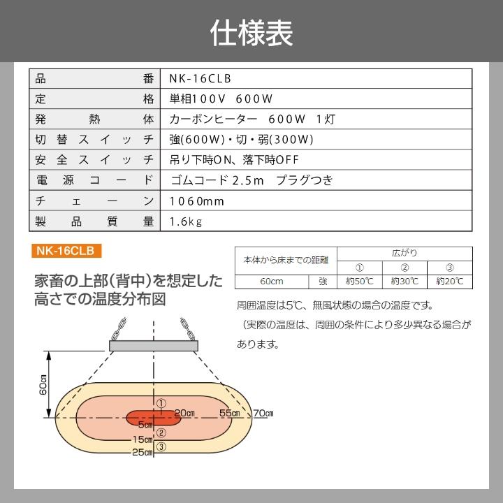 【在庫有】パナソニック 畜産用 カーボンヒーター 畜産用ヒーター NK-16CLB  天井ヒーター Panasonic｜bokunou｜11