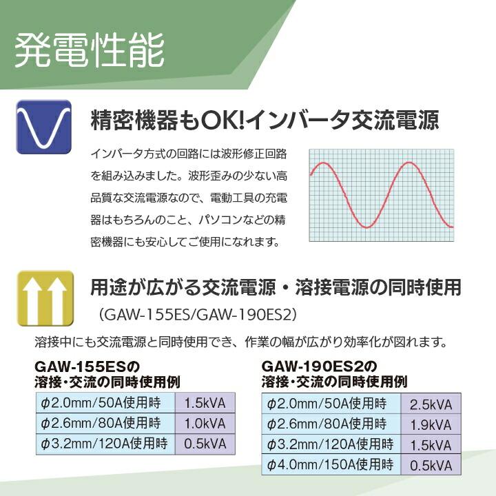 デンヨー 溶接機 GAW-190ES2 インバーター発電機 ウェルダー 3500W 3.5