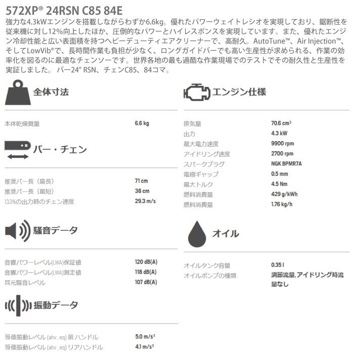 エンジン式 ハスクバーナ 排気量70.6cc リアハンドル 572XP 24RSN C85 84E C85 H42 7 【フォレスト】