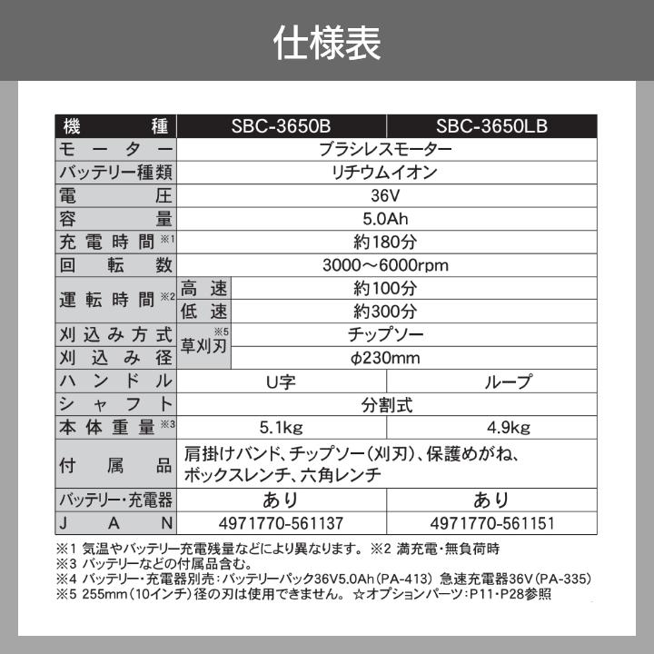 工進 セット商品充電式 草刈機 SBC-3650B +バッテリー PA-413 