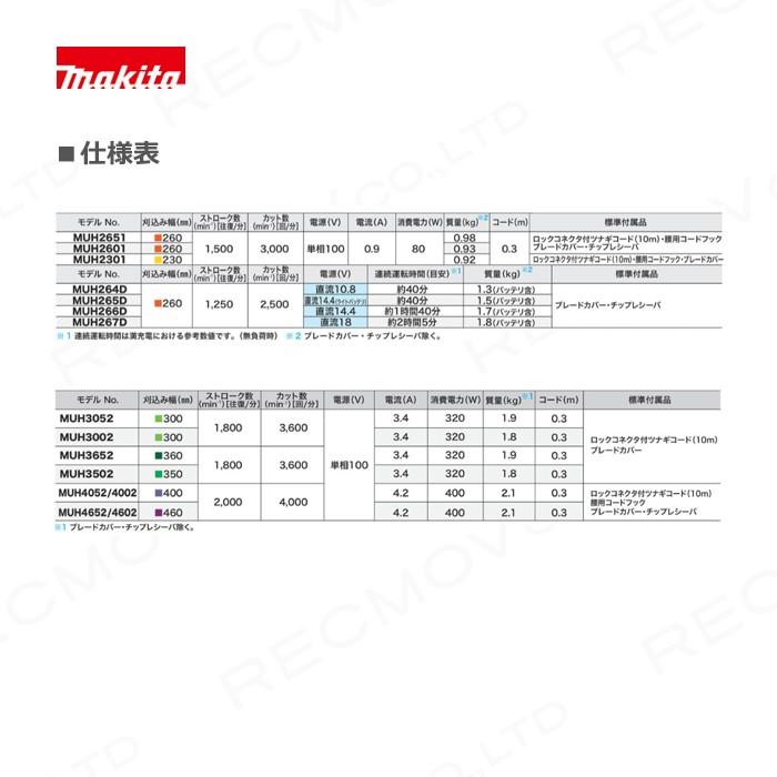 激安価格の通販 マキタ ミニ生垣バリカン MUH2601 電源コード式 刈込幅260mm makita 剪定 芝刈 園芸 軽量 コンパクト 低騒音