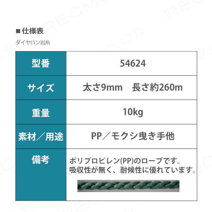 畜産用　ダイヤロン岩糸　54624　ポリプロピレン　9mm　PP　牛　もくし　曳き手　畜産用品　モクシ　酪農用品　和牛　約260m　農作業　耐候性