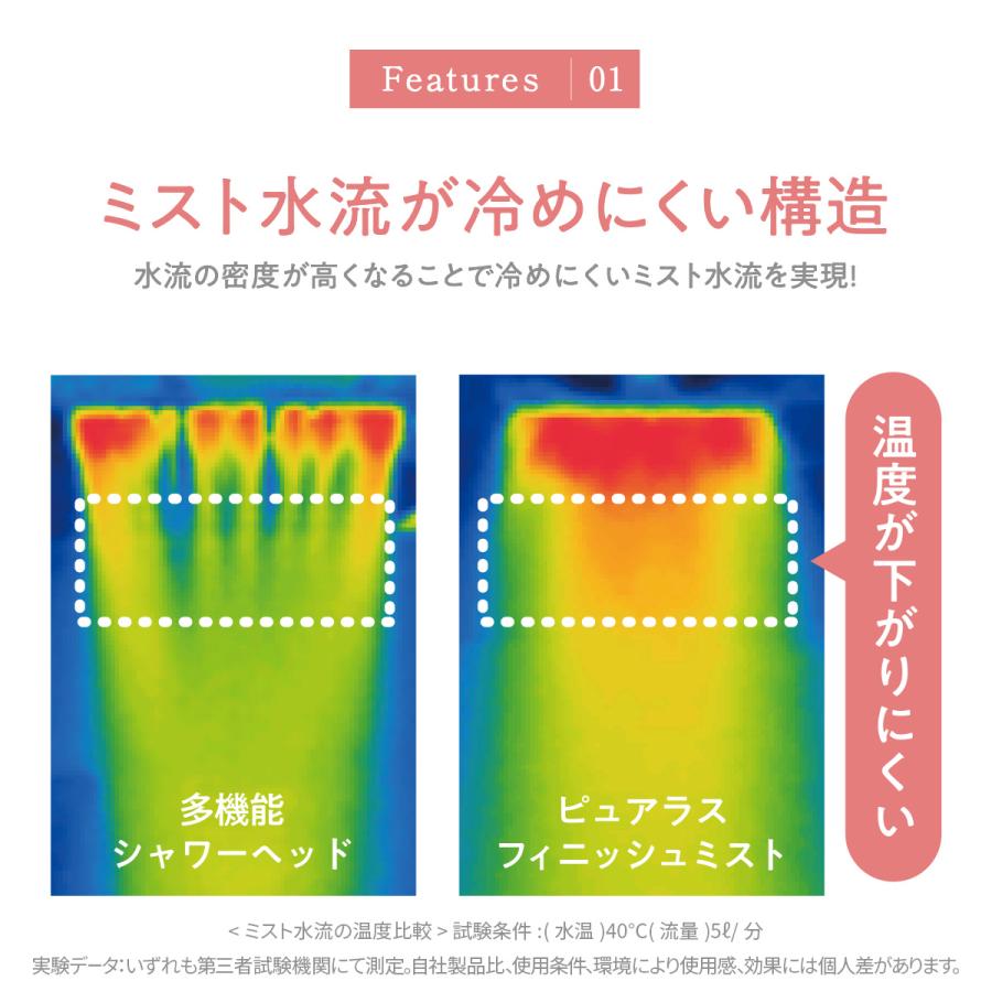 シャワーヘッド マイクロ ナノバブル ミスト 日本製 保湿力15％up うるおい 美肌 毛穴 クレンジング 保温 保湿 アトピー PureLUS_finish_mist 1年保証の画像