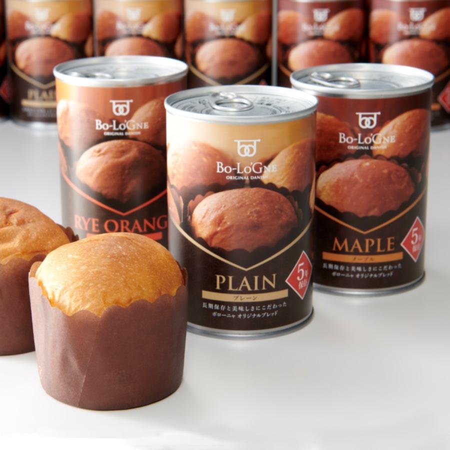【納期約2ヶ月】ボローニャ 非常食 缶詰パン 備蓄deボローニャ 5年 保存 24缶 セット プレーン メープル ライ麦オレンジ | ボローニャ | 07