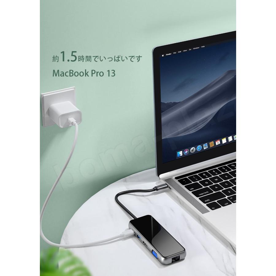 10in1  iPad Pro対応 USB C ハブ Type-c ハブ HDMI 4K 有線lan ギガビットイーサネット PD 急速充電 USB3.0 microSD/SD カードリーダー 3.5mm VGA｜bomaplaza｜11