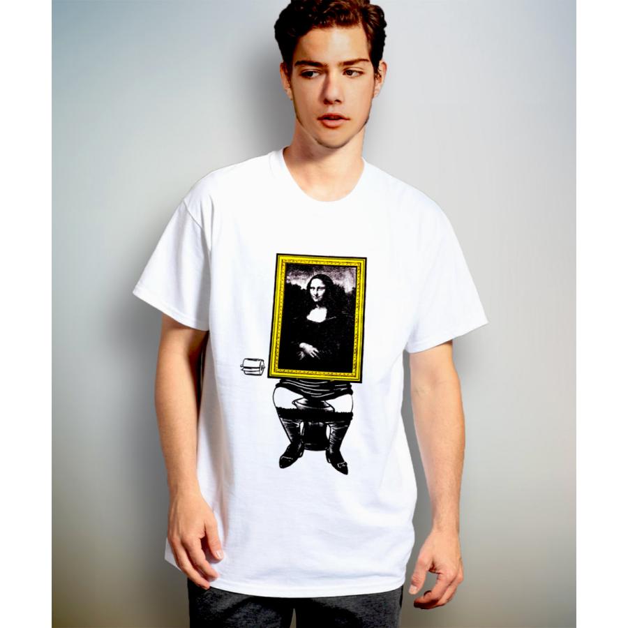 モナリザ トイレ Mona Lisa Toilet 半袖カットソー ユニセックスTシャツ bombing メンズレディース兼用デザイン 偉人パロディ ポップアート ストリート | 