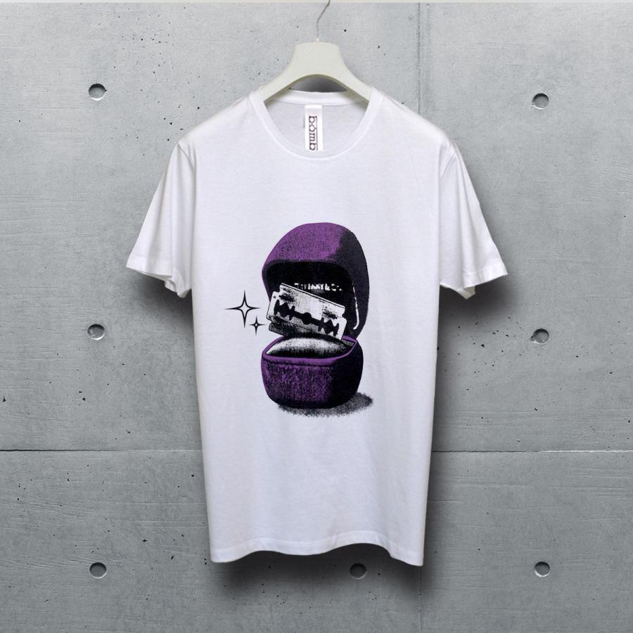 マリッジブルー marriage Blue 半袖カットソー ユニセックスTシャツ メンズレディース兼用デザイン カミソリ ティファニー パロディ コラージュ  ポップアート |  | 02