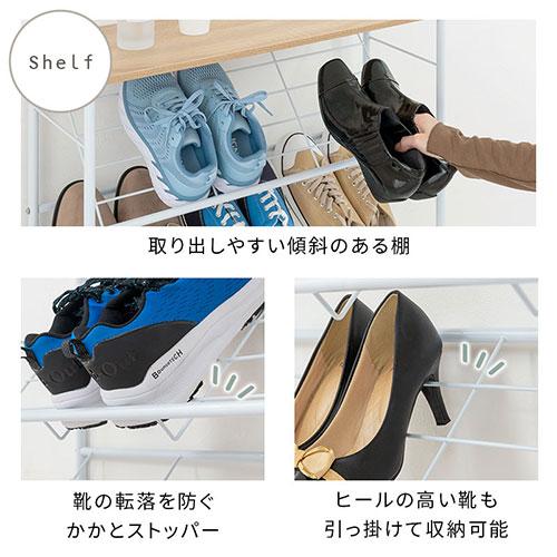 下駄箱 靴置き シューズラック 3段 おしゃれ オープンラック 約 幅70cm 奥行30cm シューズスタンド 飾り棚 靴箱 スリム 靴 収納ラック 白 黒｜bon-like｜08