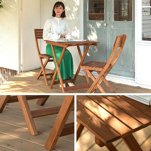 ガーデンテーブル ガーデンチェア 3点セット アウトドアテーブル チェアー 折りたたみ 机 椅子 フォールディングチェア デスク DIY 木製 庭｜bon-like｜16
