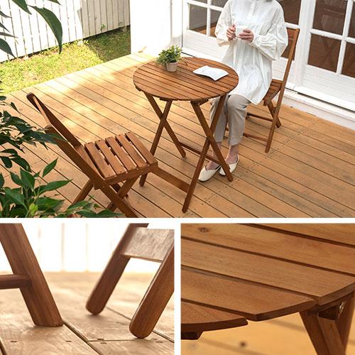 ガーデンテーブル ガーデンチェア 3点セット アウトドアテーブル チェアー 折りたたみ 机 椅子 フォールディングチェア デスク DIY 木製 庭｜bon-like｜19