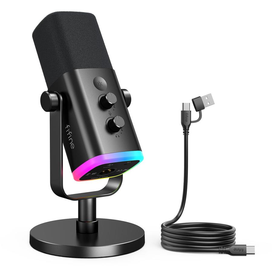 FIFINE USB/XLRダイナミックマイク 単一指向性 PC/PS4/PS5 FIFINE USB/XLRダイナミックマイク 単一指向性 卓上型 PC/PS4/PS5対応