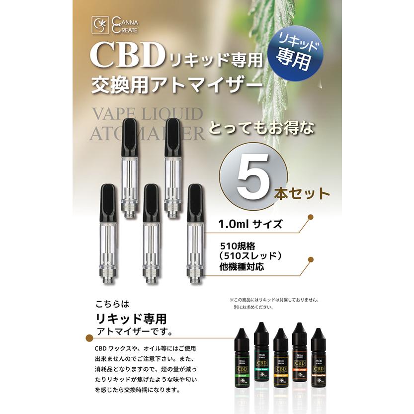 CBD リキッド アトマイザー 専用 5個セット 1.0ml 510規格 対応 交換 電子タバコ cbd liquid CANNACREATE (R-ato*5ｓ)｜bonalbayafuu-shop｜02