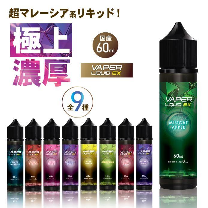 VAPER LIQUID EX 大容量 60ml マレーシア系 リキッド vape メンソール フルーツ ベイパーリキッド ニードルボトル pod　EX（Yahoo!・STAR ONLINE Yahoo!店）
