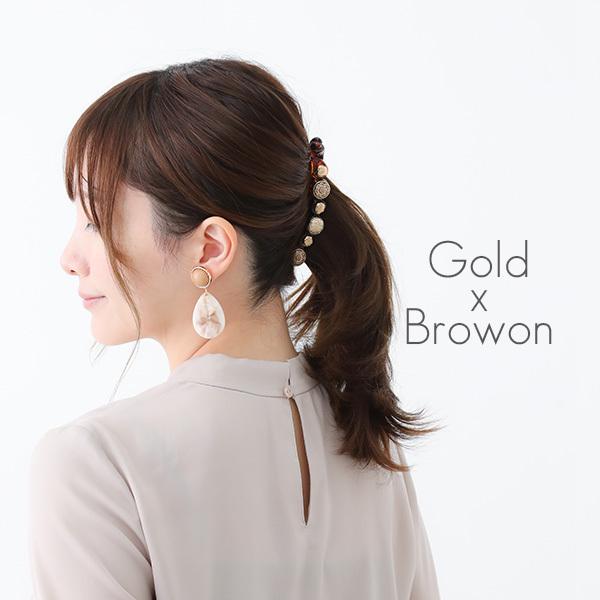 バナナクリップ ヘアクリップ アンティーク ボタン オシャレ レトロ