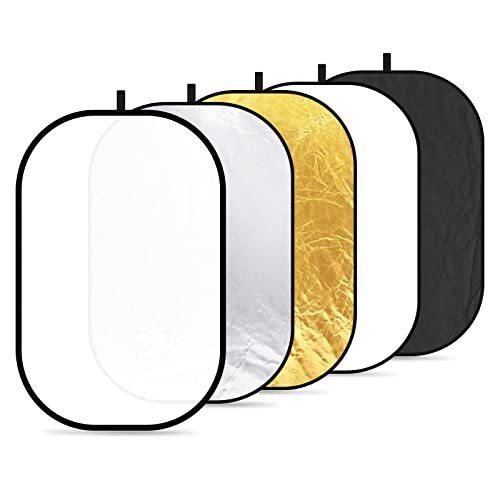 充実の品 Neewer スタジオレフ板 楕円レフ板 マルチレフ板 5in1 100 150cm 折り畳み カメラアクセサリー