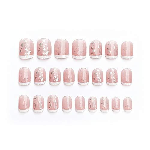 24pcs シンプル フレンチネイル ゆめかわいい 優雅 夢幻 露宴 着物 和装 中位の長