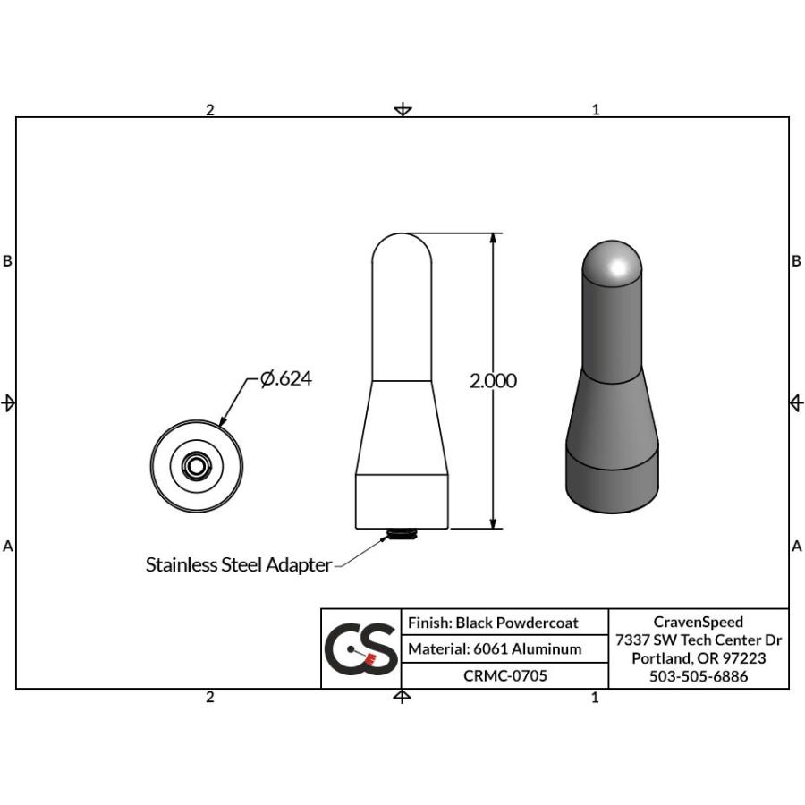 CRAVENSPEED スタビーアンテナ　ショート　50ｍｍ　BMWMINIオールモデル　R50/52/53/55/56　F54/55/56/56