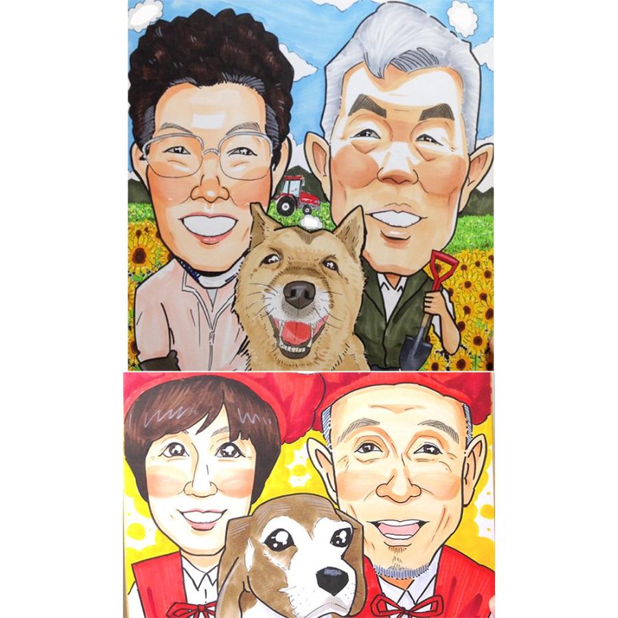 プレゼント 似顔絵世界大会日本人1位の人気作家が描く 似顔絵ポエム 背景入り 1〜2人用 イーゼル付き 額入り ネームインポエム 名前詩 父 母 【ラピスラズリ】 両親