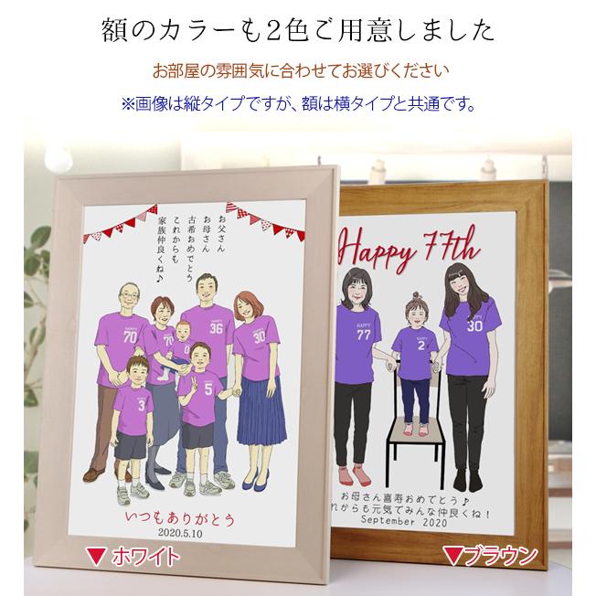 即日出荷 喜寿 祝い プレゼント 似顔絵 紫の喜寿tシャツを着せて描く 家族絵 横向き 家族 父 母 両親 米寿や傘寿 卒寿祝いにも 超人気 Blog Lonolife Com