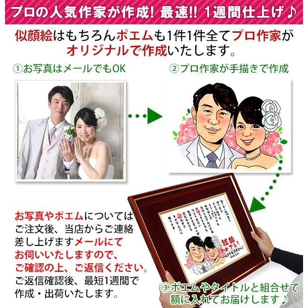 絆を深める応援団 金婚式 プレゼント 両親 似顔絵ポエム 朱色色紙額  