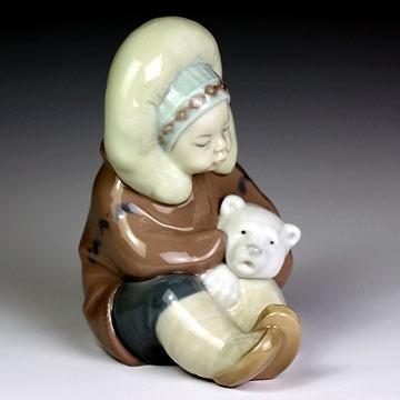 LLADRO リヤドロ 陶器人形 エスキモー　子熊 リヤドロ（Lladro リアドロ 陶器人形 置物） 子供 エスキモーと仔熊
