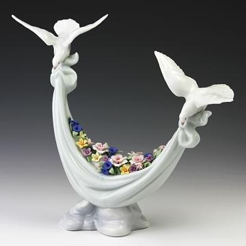 リヤドロ（Lladro リアドロ 陶器人形 置物） 動物 平和の花かご#ldr