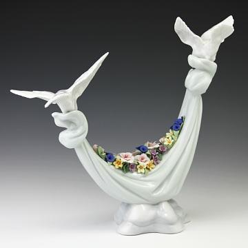 リヤドロ（Lladro リアドロ 陶器人形 置物） 動物 平和の花かご#ldr