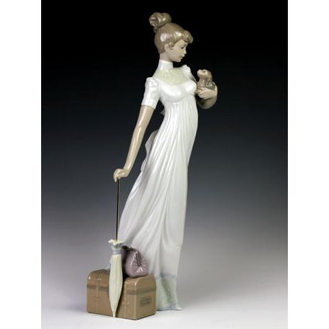 リヤドロ(Lladro リアドロ 陶器人形 置物) 婦人 僕がお供だよ リヤドロ(Lladro リアドロ 陶器人形 置物) 婦人 僕がお供だよ