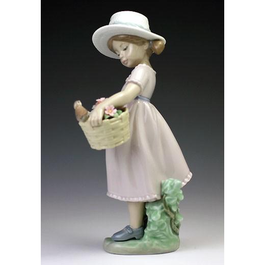 訳あり（箱潰れ）リヤドロ（Lladro リアドロ 陶器人形 置物） 花と少女