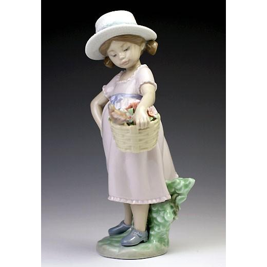 訳あり（箱潰れ）リヤドロ（Lladro リアドロ 陶器人形 置物） 花と少女