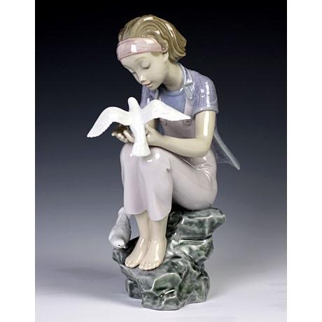 リヤドロ　少女の陶器置物 リヤドロ（Lladro リアドロ 陶器人形 置物） 少女 優しい日ざしを浴び