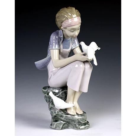 リヤドロ（Lladro リアドロ 陶器人形 置物） 少女 優しい日ざしを浴び