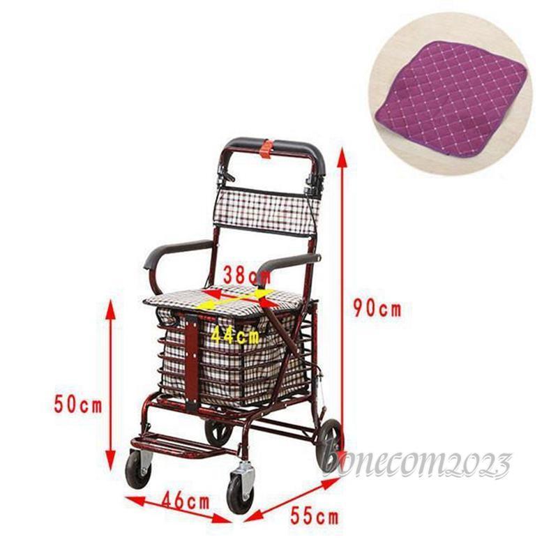 シルバーカー 老人用 手押し車 折りたためる フットペダル付き 高齢者 買い物カート おしゃれ 歩行介助 補助具 散歩 座面付き 高さ調節 ブレーキ付き ダイエット、健康 介護用品 EIM1422870171(13184円)